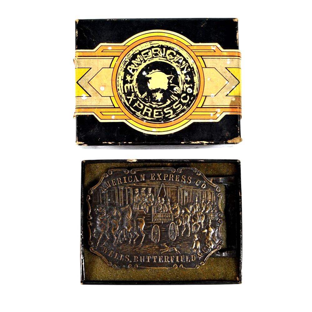 Vintage‎ American Express Wells Butterfield & Co. Belt Buckle w/ Original Box